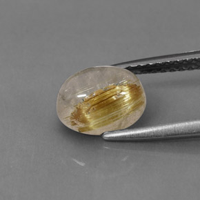 1.77캐럿 천연 무색 골든 루틸 쿼츠, 투명한, 8.4×6.6 mm, 투명/반투명