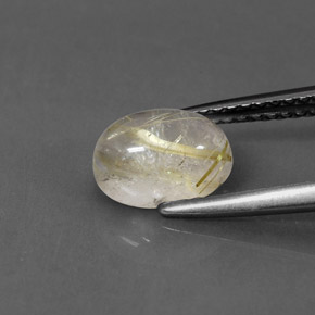 1.48캐럿 천연 무색 골든 루틸 쿼츠, 투명한, 8.1×6.1 mm, 투명/반투명