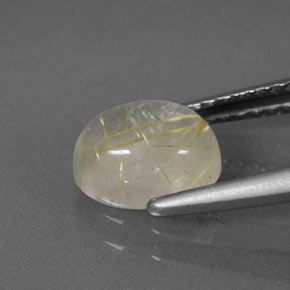 1.49캐럿 천연 무색 골든 루틸 쿼츠, 투명한, 7.9×6.1 mm, 투명/반투명