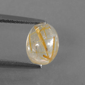 1.48캐럿 천연 무색 골든 루틸 쿼츠, 투명한, 7.9×6.2 mm, 투명/반투명
