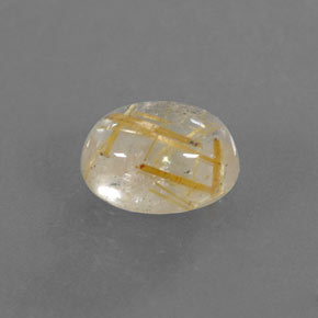 1.48캐럿 천연 무색 골든 루틸 쿼츠, 투명한, 7.9×6.2 mm, 투명/반투명