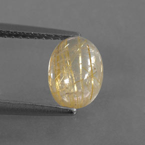 1.63캐럿 천연 무색 골든 루틸 쿼츠, 투명한, 8.2×6.1 mm, 투명/반투명