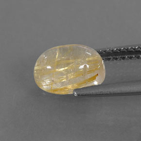 1.63캐럿 천연 무색 골든 루틸 쿼츠, 투명한, 8.2×6.1 mm, 투명/반투명