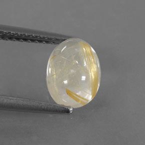 1.52캐럿 천연 무색 골든 루틸 쿼츠, 투명한, 8.1×6.2 mm, 투명/반투명