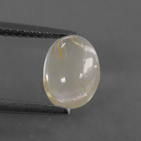 1.79캐럿 천연 무색 골든 루틸 쿼츠, 타원형 컷, 8.6×6.4 mm, 투명한