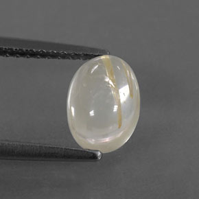 1.40캐럿 천연 무색 골든 루틸 쿼츠, 타원형 컷, 8.1×5.9 mm, 투명한