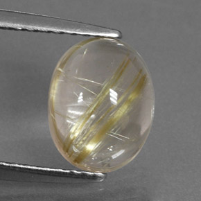 2.29캐럿 천연 무색 골든 루틸 쿼츠, 타원형 컷, 9.1×7.1 mm, 투명한