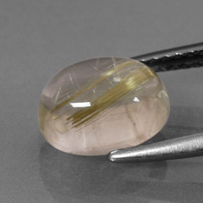 2.29캐럿 천연 무색 골든 루틸 쿼츠, 타원형 컷, 9.1×7.1 mm, 투명한