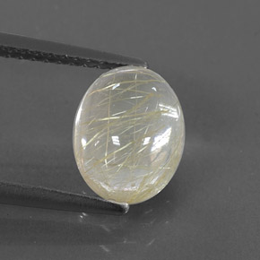 2.45캐럿 천연 무색 골든 루틸 쿼츠, 투명한, 9.1×7.1 mm, 투명/반투명