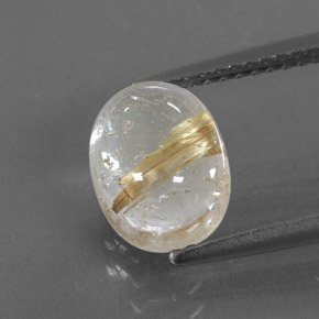 2.72캐럿 천연 무색 골든 루틸 쿼츠, 투명한, 9.2×7.2 mm, 투명/반투명