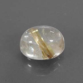 2.72캐럿 천연 무색 골든 루틸 쿼츠, 투명한, 9.2×7.2 mm, 투명/반투명