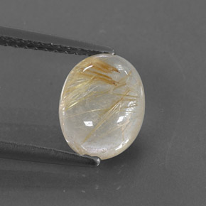 1.97캐럿 천연 무색 골든 루틸 쿼츠, 투명한, 9.1×7.1 mm, 투명/반투명