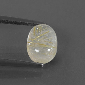 1.61캐럿 천연 무색 골든 루틸 쿼츠, 투명한, 8.2×6.1 mm, 투명/반투명