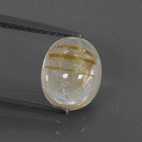 2.04캐럿 천연 무색 골든 루틸 쿼츠, 투명한, 9×7.2 mm, 투명/반투명