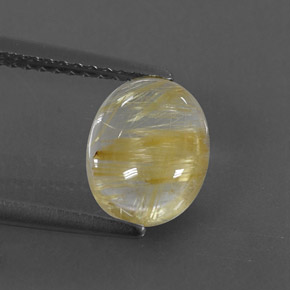 1.65캐럿 천연 무색 골든 루틸 쿼츠, 투명한, 9×7.1 mm, 투명/반투명