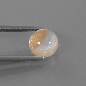 1.55캐럿 천연 무색 골든 루틸 쿼츠, 라운드 컷, 7.05 mm, 투명한