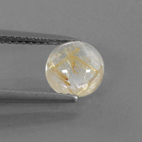 1.33캐럿 천연 무색 골든 루틸 쿼츠, 라운드 컷, 6.98 mm, 투명한