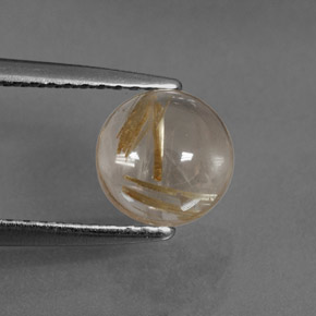 1.40캐럿 천연 무색 골든 루틸 쿼츠, 라운드 컷, 6.95 mm, 투명한