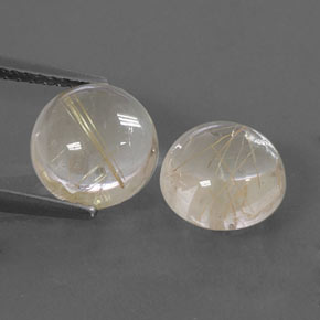 캐럿 천연 무색 골든 루틸 쿼츠 보석, 라운드 컷, 8.03 mm, 투명한