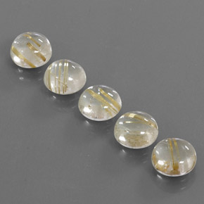 캐럿 천연 무색 골든 루틸 쿼츠 보석, 라운드 컷, 8.07 mm, 투명한