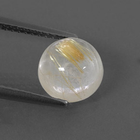 2.63캐럿 천연 무색 골든 루틸 쿼츠, 라운드 컷, 8.12 mm, 투명한