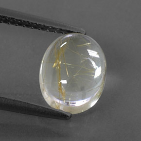 2.04캐럿 천연 무색 골든 루틸 쿼츠, 타원형 컷, 9.1×7.1 mm, 투명한