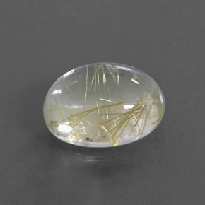 2.04캐럿 천연 무색 골든 루틸 쿼츠, 타원형 컷, 9.1×7.1 mm, 투명한