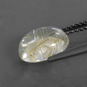 2.04캐럿 천연 무색 골든 루틸 쿼츠, 타원형 컷, 9.1×7.1 mm, 투명한