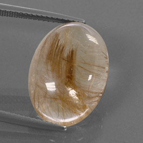 14.50캐럿 천연 무색 골든 루틸 쿼츠, 타원형 컷, 18.7×13.5 mm, 투명한