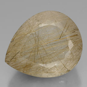 60.42캐럿 천연 무색 골든 루틸 쿼츠, 배 모양, 28.5×23.5 mm, 투명한