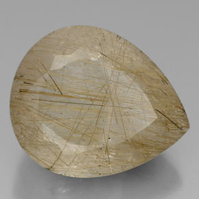 60.42캐럿 천연 무색 골든 루틸 쿼츠, 배 모양, 28.5×23.5 mm, 투명한