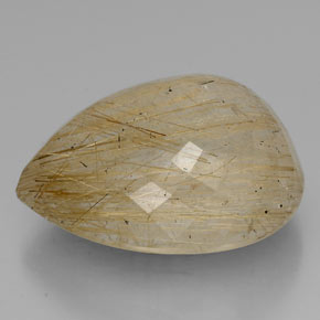 60.42캐럿 천연 무색 골든 루틸 쿼츠, 배 모양, 28.5×23.5 mm, 투명한
