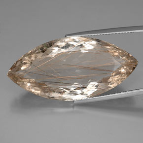 46.12캐럿 천연 무색 골든 루틸 쿼츠, 마퀴즈, 38.9×18.5 mm, 투명한