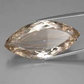46.12캐럿 천연 무색 골든 루틸 쿼츠, 마퀴즈, 38.9×18.5 mm, 투명한