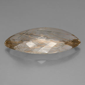 46.12캐럿 천연 무색 골든 루틸 쿼츠, 마퀴즈, 38.9×18.5 mm, 투명한