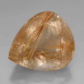 102.45캐럿 천연 무색 골든 루틸 쿼츠, 배 모양, 32.6×28.4 mm, 투명한