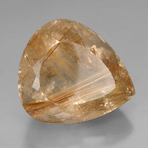 102.45캐럿 천연 무색 골든 루틸 쿼츠, 배 모양, 32.6×28.4 mm, 투명한