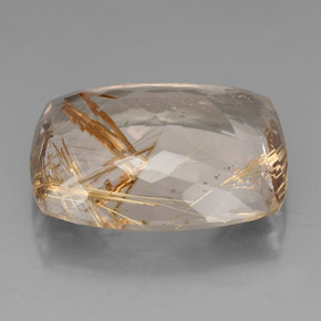 64.50캐럿 천연 무색 골든 루틸 쿼츠, 쿠션 컷, 29.9×24.5 mm, 투명한