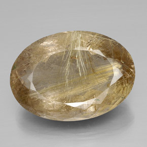 66.47캐럿 천연 무색 골든 루틸 쿼츠, 타원형 컷, 32.9×23.5 mm, 투명한