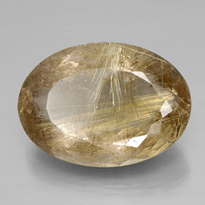66.47캐럿 천연 무색 골든 루틸 쿼츠, 타원형 컷, 32.9×23.5 mm, 투명한