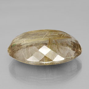 66.47캐럿 천연 무색 골든 루틸 쿼츠, 타원형 컷, 32.9×23.5 mm, 투명한