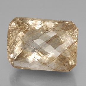 93.79캐럿 천연 무색 골든 루틸 쿼츠, 에메랄드 컷, 29.3×21.6 mm, 투명한