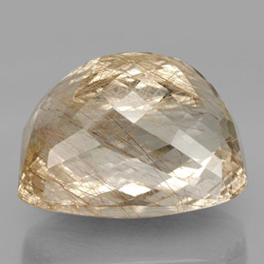 93.79캐럿 천연 무색 골든 루틸 쿼츠, 에메랄드 컷, 29.3×21.6 mm, 투명한