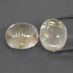 캐럿 천연 무색 골든 루틸 쿼츠 보석, 타원형 컷, 12.3×10.2 mm, 투명한