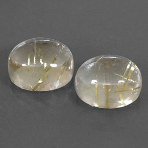 캐럿 천연 무색 골든 루틸 쿼츠 보석, 타원형 컷, 12.3×10.2 mm, 투명한