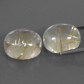 캐럿 천연 무색 골든 루틸 쿼츠 보석, 타원형 컷, 12.3×10.2 mm, 투명한