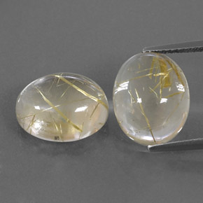 캐럿 천연 무색 골든 루틸 쿼츠 보석, 타원형 컷, 12.2×10 mm, 투명한