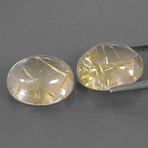 캐럿 천연 무색 골든 루틸 쿼츠 보석, 타원형 컷, 12.2×10 mm, 투명한