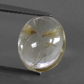 4.89캐럿 천연 흙빛 노란색 루틸 쿼츠, 타원형 컷, 11.9×9.8 mm, 투명한