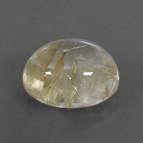 4.89캐럿 천연 흙빛 노란색 루틸 쿼츠, 타원형 컷, 11.9×9.8 mm, 투명한